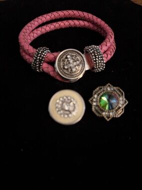 Ginger Snaps Double-Wrap Pink Braided Leather Bracelet with Silver-Tone Snap w 3